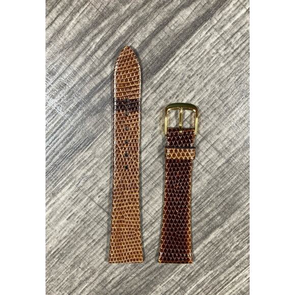 Vtg Speidel Men’s Genuine Lizard Grain Watch Band Brown/Cognac 19mm Germany - Picture 1 of 6